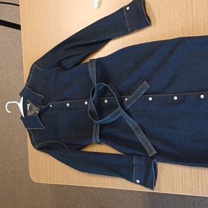 Anne Klein Long Sleeve Button Down Blue Jean Dress Size 10